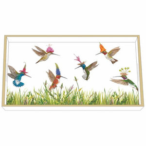 Meadow Buzz Wood Lacquer Vanity Tray decorated with Hummingbirds
