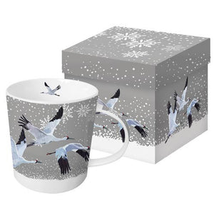 Snowfall Cranes Gift-Boxed Mug by artist Patti Gay