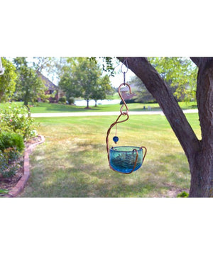 Copper Bluebird Mealworm Feeder with blue dish