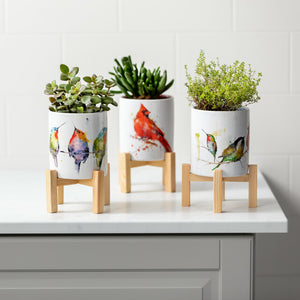 All three Mini Planter Designs painted by Dean Crouser Displayed