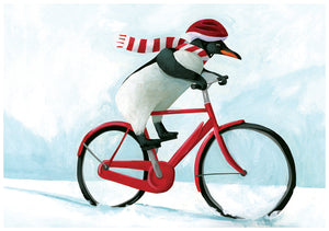 Penguin Bike Holiday Greeting Card