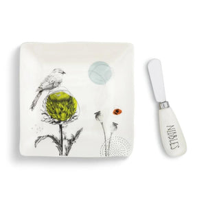 Nibbles Plate with Spreader Set featuring artwork by artist Christine Anderson