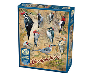 Notable Woodpeckers 500 pc Puzzle with Illustrated Poster included