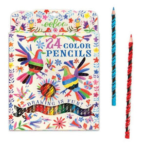 Colorful Oaxaca Birds Colored Pencil Set with 2 pencil examples