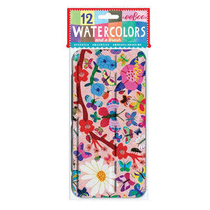 Butterflies and Flowers 12 Watercolors Tin shown in packaging