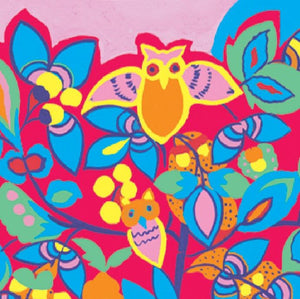 Owl Fluorescent close-up of artwork on Cover Page of Sketchbook
