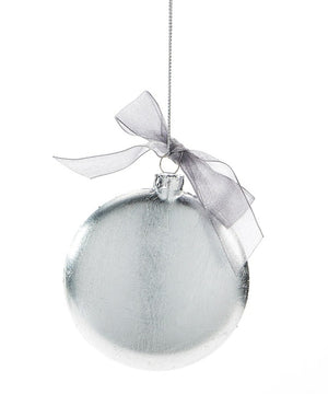 silver backside of the Glass Christmas Bird Design Disc Ornaments - 6 Assorted Bird Designs