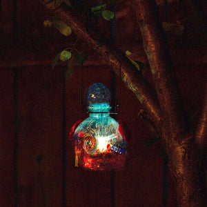 LunaLite Glass Bell Hummingbird Feeder - Aqua Blue