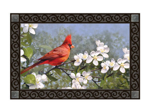 Cardinal in Blossoms MatMate DoorMat