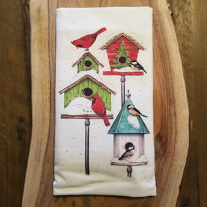 Cardinals, Chickadees & Bird Houses Flour Sack Towel