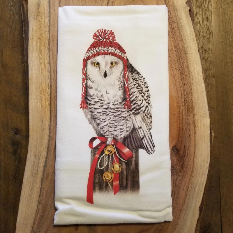Christmas Birds Tea Towel - Cardinal Flour Sack Towel - Winter