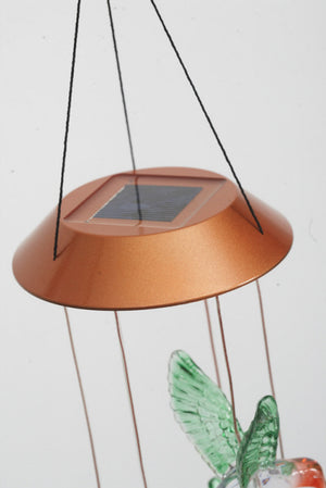 Close-up image of the solar panel atop the Painted Hummingbirds Solar Mobile Windchime