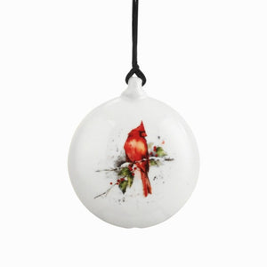 Dean Crouser Cardinal and Holly Ornament - Front