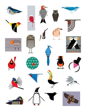Sample page of stickers from Charley Harper’s Birds Sticker Book
