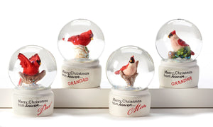 Mini Christmas Cardinal Snow Globe - 4 Assorted Designs