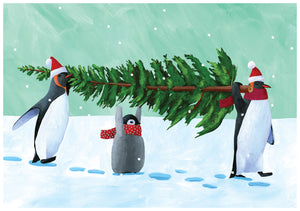 Penguin Tree Holiday Greeting Card
