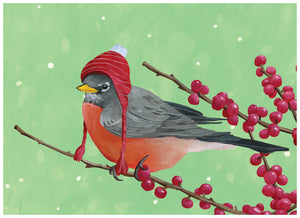 Little Winter Robin individual Greeting Card