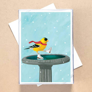 Goldfinch Skates Holiday Greeting Card