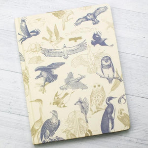 Front Cover of Carnivorous Birds Hardcover Notebook with lined pages on the right to take notes and graph paper on the left pages to annotate, graph, or record data