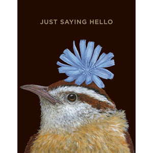Hello Wren Greeting Card with gold foil lettering