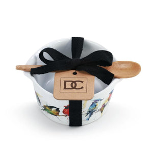 SAMPLE image of a Dean Crouser Appetizer Bowl with Bamboo Spoon tied with a bow presented as giftable