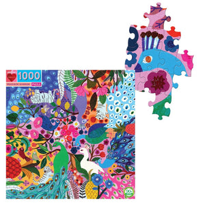up close view of Peacock Garden 1000 Piece Puzzle