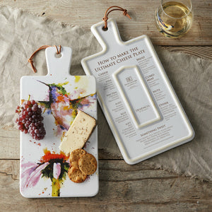 PeeWee Hummingbird Serving Board displayed with cheese and crackers