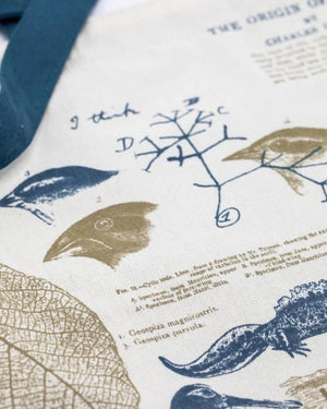 Evolutionary Biology Canvas Shoulder Tote close-up image of bird print