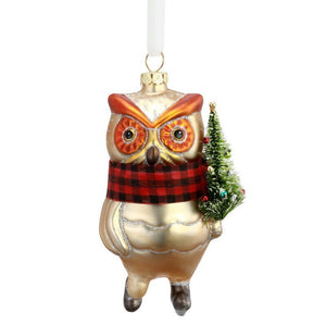 Blown Glass Skating Owl Ornament