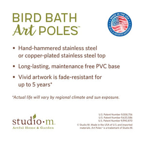 NEW! Bird Tweets Bird Bath Art Pole with Copper Topper